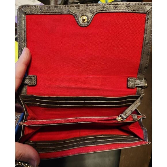 Dooney & Bourke grey faux ostrich fold over wallet, clutch, or crossbody… - Picture 4 of 5